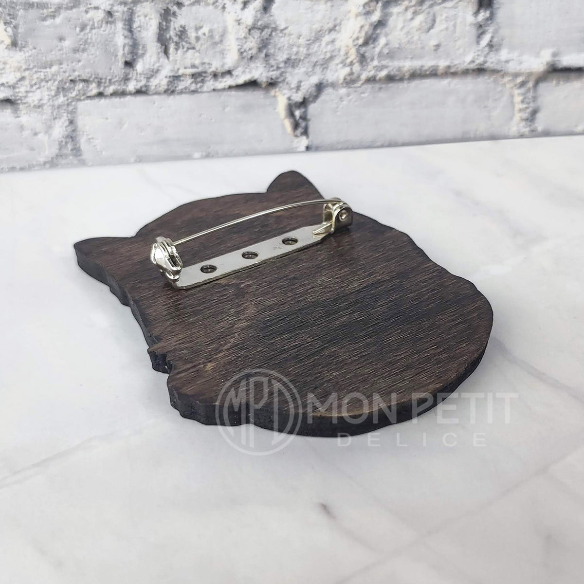 Boho Cat Wooden Brooch | Hippie Chic Feline Jewelry | Artistic Cat Lover Gift
