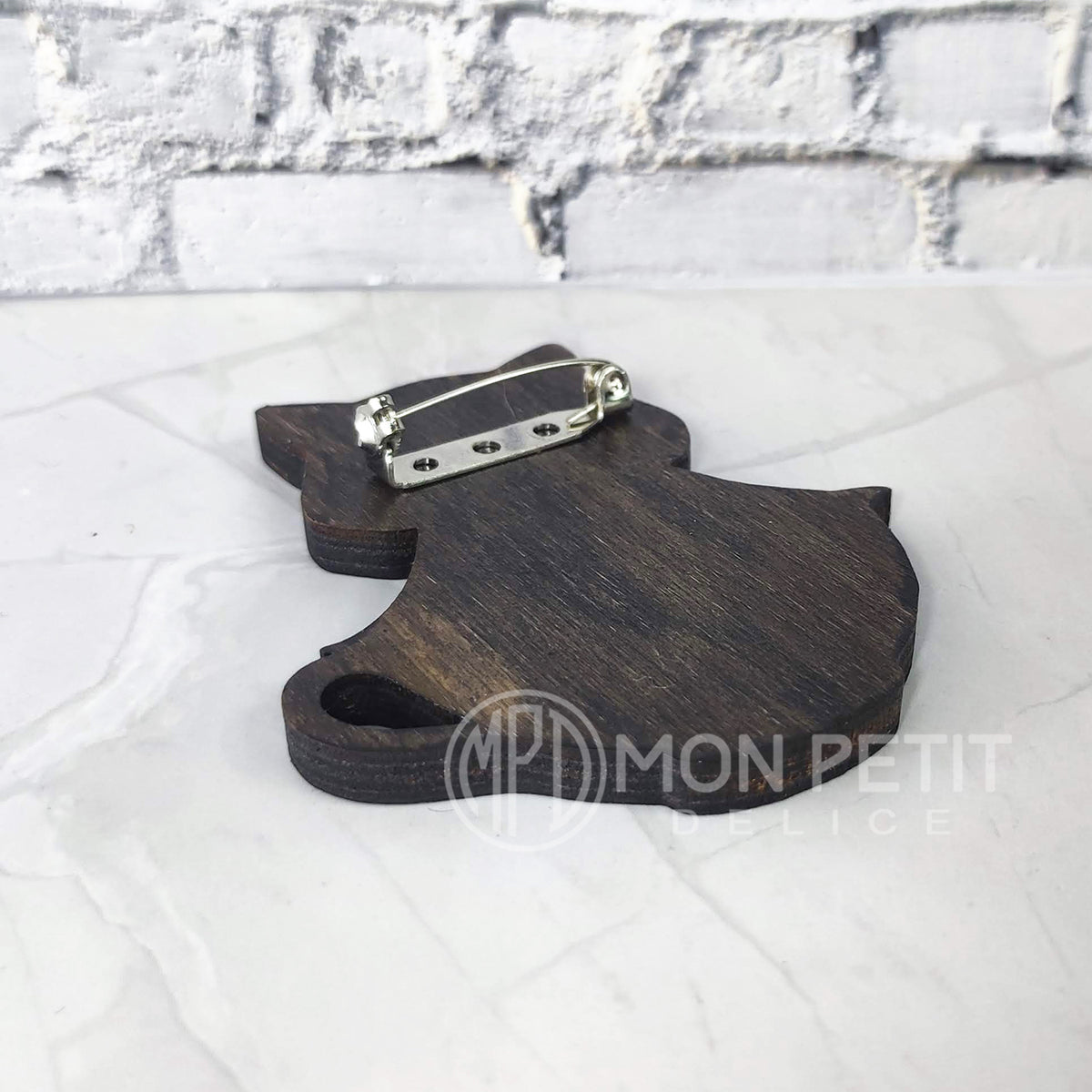 Little Red Riding Hood Cat Brooch | Storybook Wooden Jewelry | Cat Lover Gift