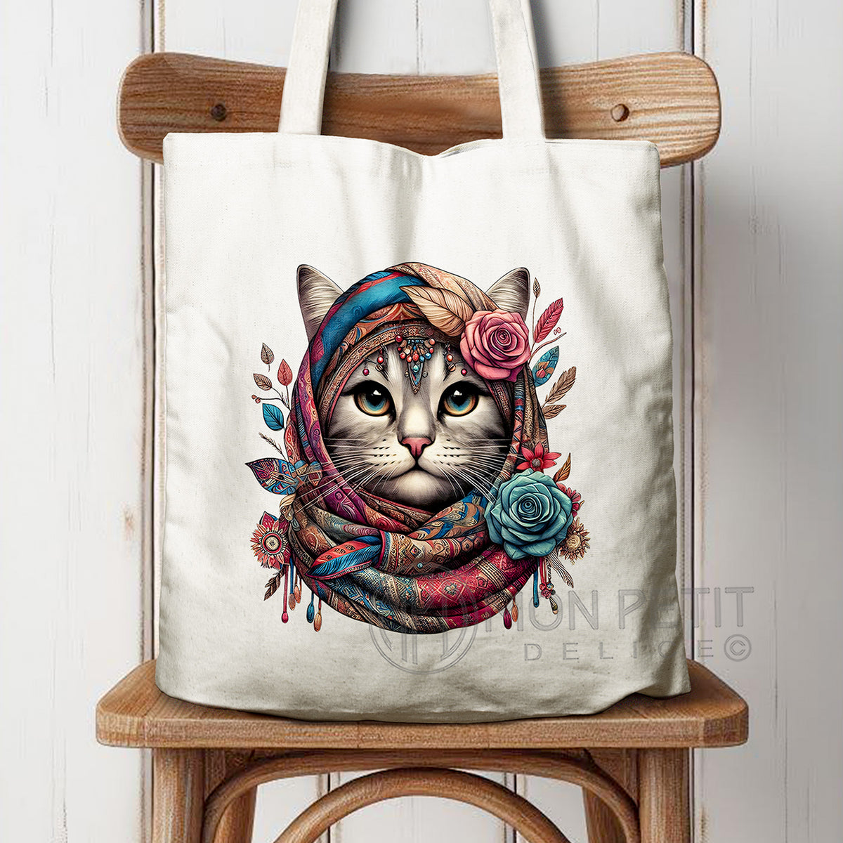Tote Bag "Chat Bohème" 100% Coton Recyclé