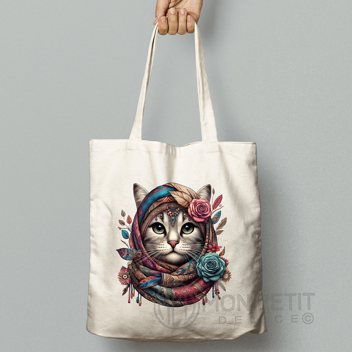 Tote Bag "Chat Bohème" 100% Coton Recyclé