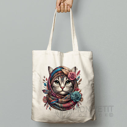 Tote Bag "Chat Bohème" 100% Coton Recyclé