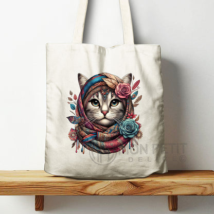 Tote Bag "Chat Bohème" 100% Coton Recyclé