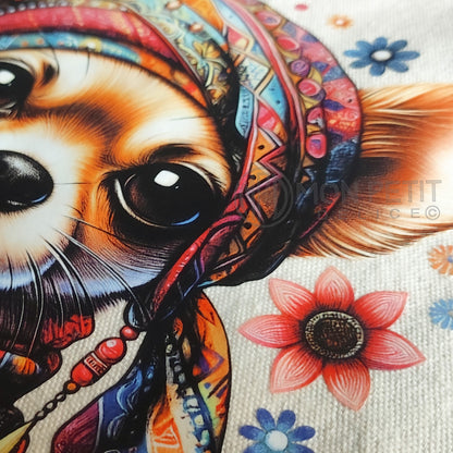 Tote Bag Bohemien-Chihuahua 100% Recycelter Baumwolle