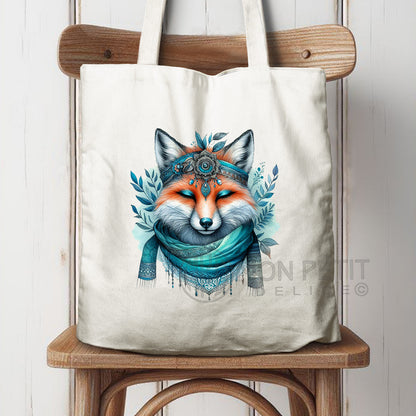 Bohemian Fox tote bag, 100% cotton