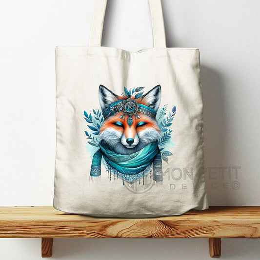 Tote Bag Bohemien-Fuchs 100% Recycelter Baumwolle 