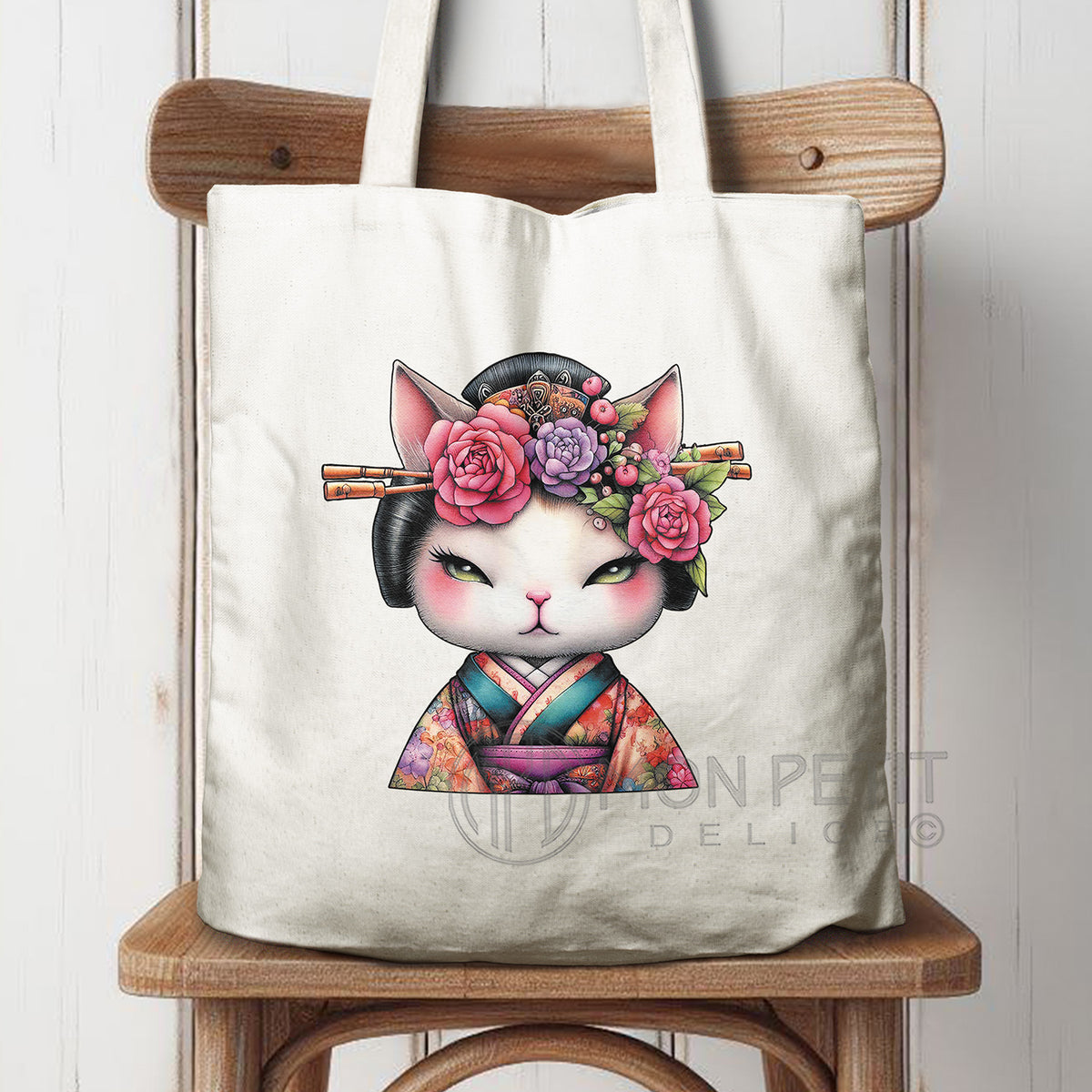 Tote Bag "Geisha Minette Florale" 100% Coton Recyclé