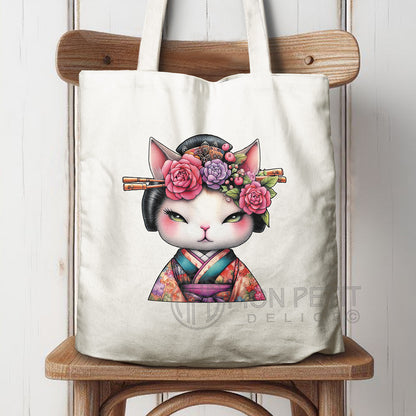 Tote Bag "Geisha Minette Florale" 100% Coton Recyclé