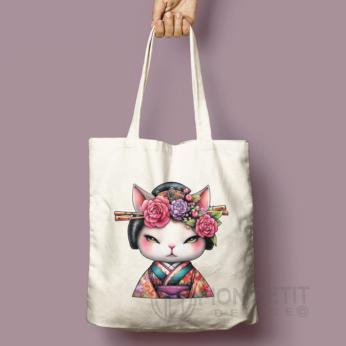 Tote Bag "Geisha Minette Florale" 100% Coton Recyclé