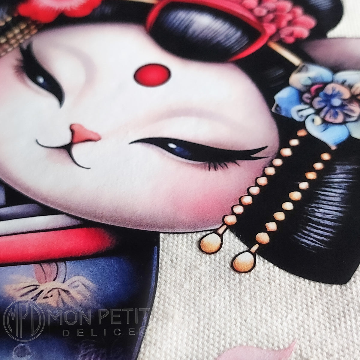 Geisha Cat with cherry blossom, 100% cotton