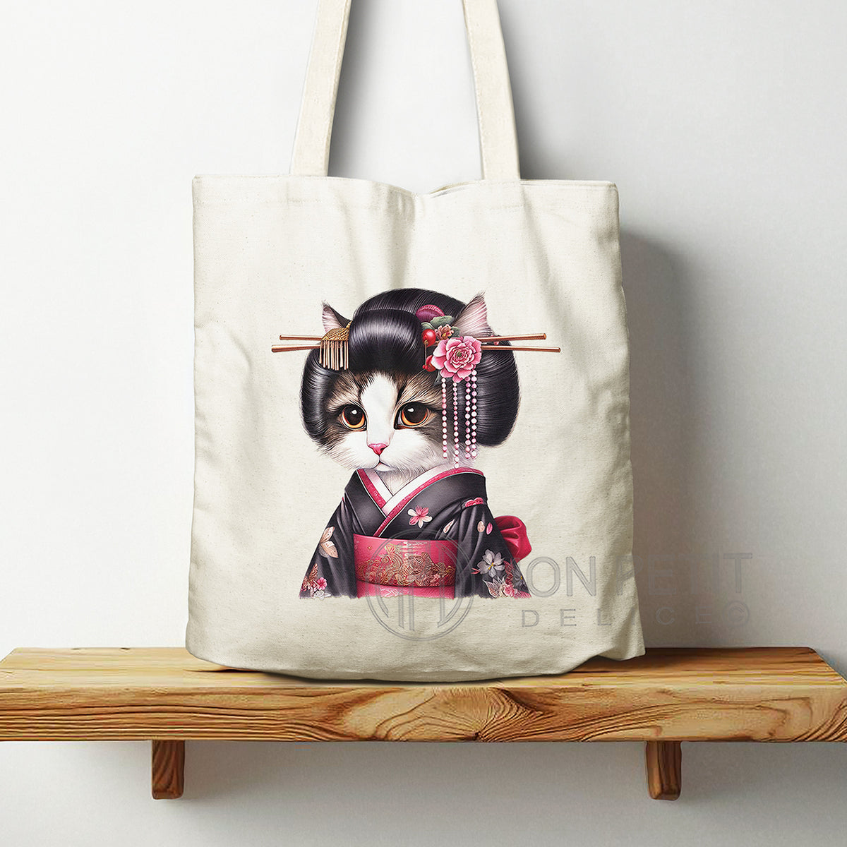 Geisha cat tote bag