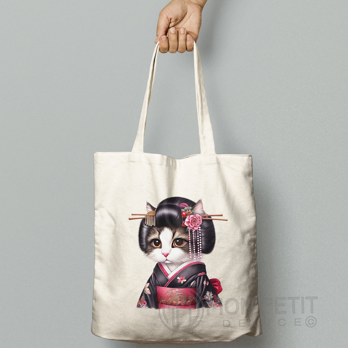 Geisha cat tote bag