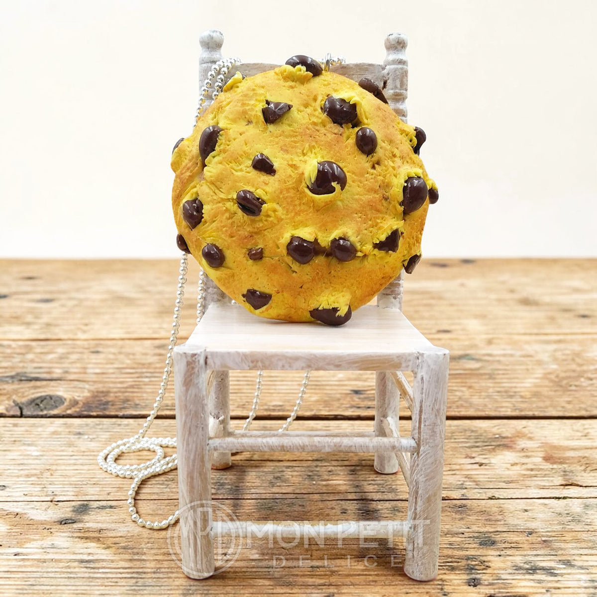 Miniature food necklace - Realistic chocolate chip cookie charm gift.