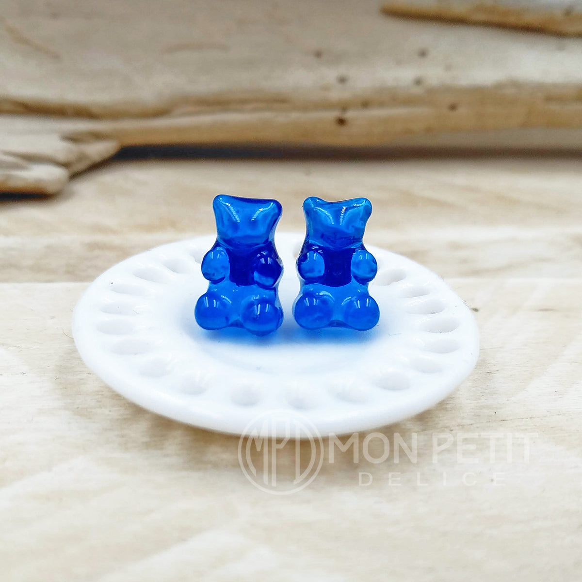Pendientes de Osito de Gominola Azul