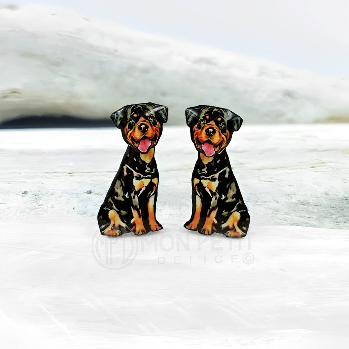 Rottweiler ear jacket earrings, acrylic earrings for dog lovers