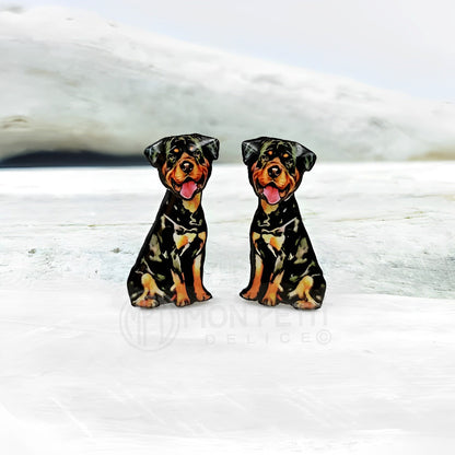 Rottweiler ear jacket earrings, acrylic earrings for dog lovers
