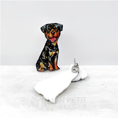 Rottweiler ear jacket earrings, acrylic earrings for dog lovers