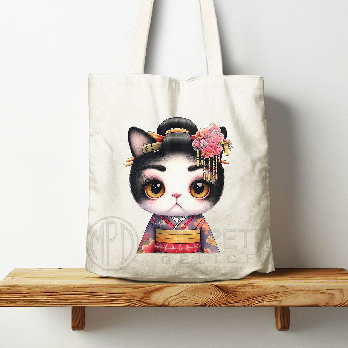 Tote Bag Geisha Kitty 100 % recycelter Baumwolle